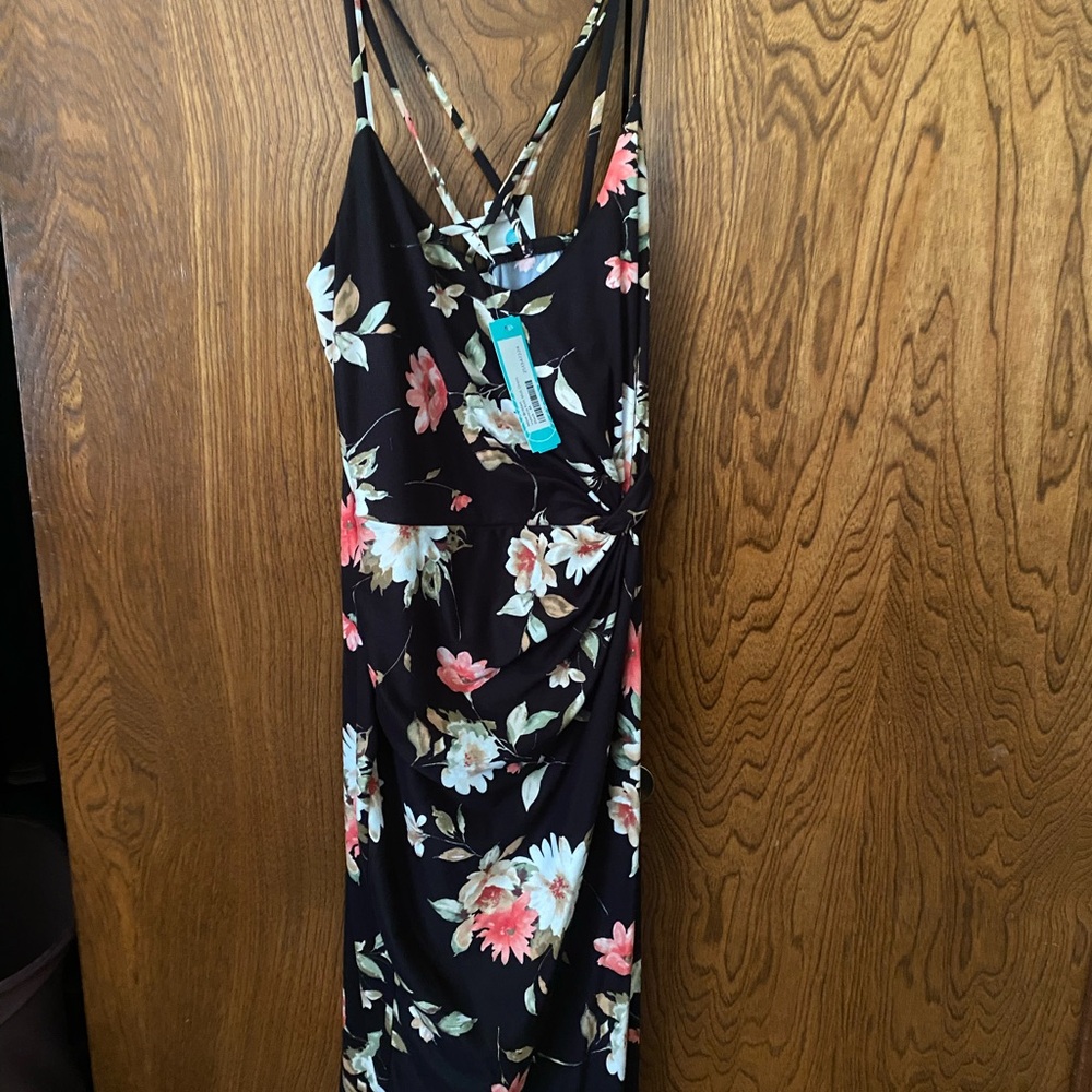 Nine Britton Black Floral Midi Dress